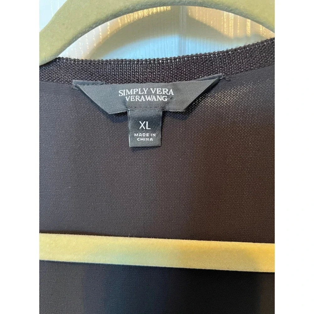 SIMPLY VERA VERA WANG Womens Size XL Open Front Black‎ Cardigan - Picture 8 of 9